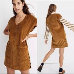 Madewell Corduroy Side-Button Shift Dress S Gold
